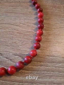 50,48 gr. Vintage Red Coral Necklace Natural Beads Undyed