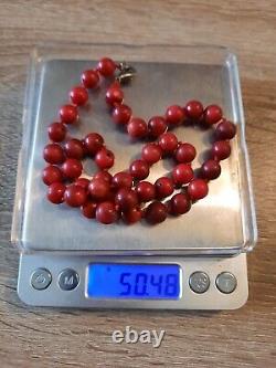 50,48 gr. Vintage Red Coral Necklace Natural Beads Undyed