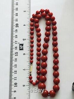 50 Gram Antique Natural Red Coral beads natural coral necklace Gold