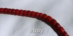 539 gr Antique Red Coral Necklace Bulls Blood Color Beads SEE VIDEO