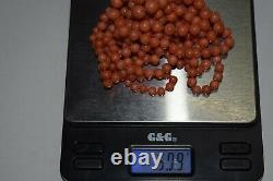 57,9 gr Alte Korallen Kette Real Coral Necklace Beads Lachskoralle Vintage