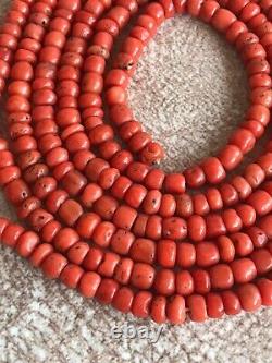 57g original antique undyed coral necklace Beads
