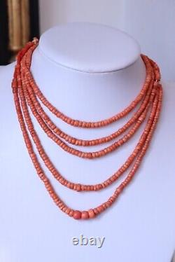 59gr Antique Vintage Ukrainian Coral Beads Natural Undyed Coral Necklace