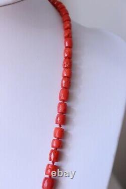 63gr Faceted Red Coral Necklace Natural Undyed Beads