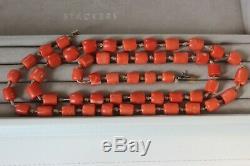 64gr Antique Momo Coral Necklace Natural Undyed Beads Silver Clasp