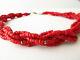 6 Multi Strand Oxblood Red Natural Coral Seed Bead Necklace Choker Vintage
