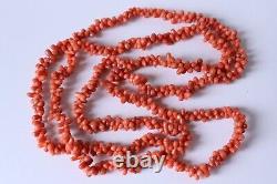 70gr Antique Vintage Salmon Coral Necklace Undyed Coral Beads Dumbbells Shape