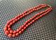 71.6gr Antique Faceted Salmon Coral Necklace Natural Undyed Beads Clasp Gold 750