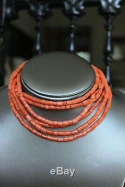 71gr Antique Salmon Coral Necklace Natural Undyed Beads