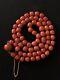 72.7 G. Vintage Red Coral Necklace Natural Undyed Beads Clasp Gold 14k