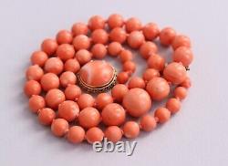 77gr Vintage Momo Coral Necklace Undyed Coral Beads Gold Clasp 14k