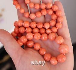 77gr Vintage Momo Coral Necklace Undyed Coral Beads Gold Clasp 14k