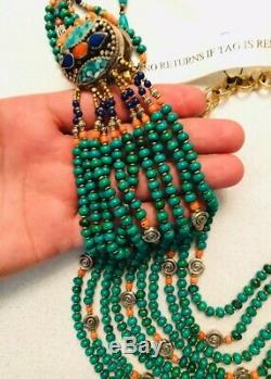 $795+Tax Devon Leigh 24K Gold Turquoise & Coral & Lapis Beaded Necklace 38 SALE