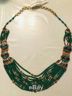 $795+Tax Devon Leigh 24K Gold Turquoise & Coral & Lapis Beaded Necklace 38 SALE