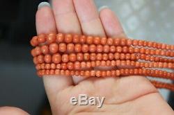 81gr Antique Salmon Coral Necklace Natural Undyed Beads
