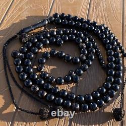 8 mm 100 beads Black Coral Prayer beads necklace Yusr yemen komboloi