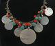 925 Silver Vintage Mother Of Pearl Turquoise & Coral Beaded Necklace Ne2033