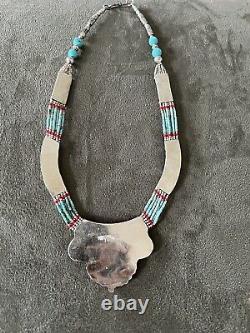 925 Sterling Silver Vintage Turquoise & Coral Beaded Necklace 16