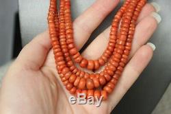 92gr Antique Salmon Coral Beads Round Shape Natural Undyed Ukrainian Necklace