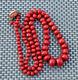 93 Gr. Antique Faceted Red Coral Necklace Natural Undyed Beads Clasp Gold
