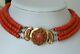 95gr Vintage Red Coral Choker Necklace Natural Undyed Beads Dutch Clasp Gold 14k