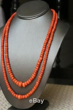 99gr Antique Salmon Coral Beads Natural Undyed Ukrainian Necklace