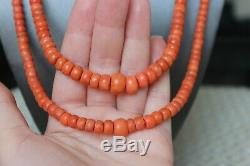 99gr Antique Salmon Coral Beads Natural Undyed Ukrainian Necklace