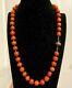 9-10mm Antique Natural Old Coral Salmon Beads Coral Necklace In 14k Rose Gold