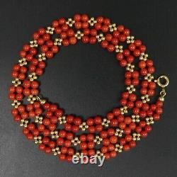 9 Ct Gold Bead & Coral Bead 43 CM Necklace 10.5 Grams