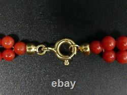 9 Ct Gold Bead & Coral Bead 43 CM Necklace 10.5 Grams
