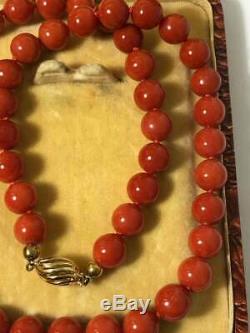 9 mm very fine natural red coral beads coral necklace 14k