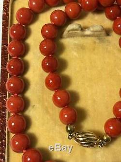 9 mm very fine natural red coral beads coral necklace 14k