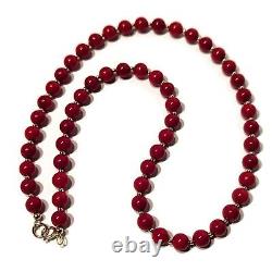 9ct Gold Red Coral Necklace, Bold Red Gemstone Beads and Luxurious Gold