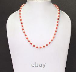 AAA Quality Red Coral & Pearl Beaded Moti Mala Necklace 14K Yellow Gold Over 20