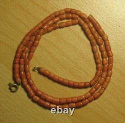 ANTIQUE 22.5gr Original Undyed Natural Red Coral GENUINE BEADS NECKLACE Salmon O