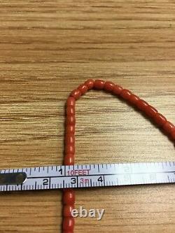 ANTIQUE 3 Strand Natural Undyed Salmon Colored Coral Bead Necklace Hand Strung