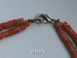 ANTIQUE 67gr Original Undyed Natural Red Coral GENUINE BEADS NECKLACE Salmon Old