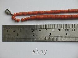ANTIQUE 67gr Original Undyed Natural Red Coral GENUINE BEADS NECKLACE Salmon Old