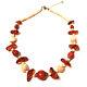 Antique Jewelry Art Nouveau Precious Coral Amber & Mother Of Pearl Bead Necklace
