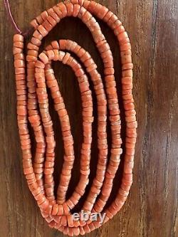 ANTIQUE NATURAL CORAL UNDYED BEADS LONG NECKLACE 35g