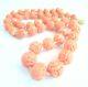 Antique Rare Chinese Carved Coral Court Beads Beaded Necklace 59g Estate