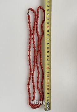 ANTIQUE RARE VICTORIAN SALMON RED CORAL BEAD NECKLACE CCA 1880 39.4 35g