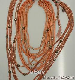 ANTIQUE Ukrainian Folk Costume Necklace natural coral beads ethnic rare old 99gr