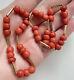 Antique Victorian 14 Ct Gold Chunky Red Orange Salmon Coral Necklace 15.75 25g
