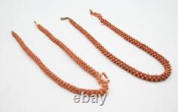ANTIQUE VICTORIAN SALMON RED CORAL NECKLACES for Restoration Repurpose 41g