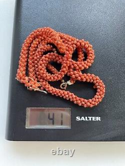 ANTIQUE VICTORIAN SALMON RED CORAL NECKLACES for Restoration Repurpose 41g