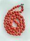 Antique Victorian Salmon Red Orange Chunky Coral Bead Necklace 16.5 22g