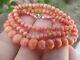 Antique Vintage Victorian Carved Undyed Salmon Coral Bead Necklace 17 13.88g