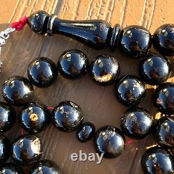 ARABIC 33 Prayer beads Yusr ROUND yemen beads natural Black Coral