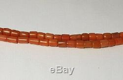 A BEAUTIFUL NECKLACE OF ANTIQUE INDO-TIBETAN NATURAL CORAL BEADS (32 Gram)